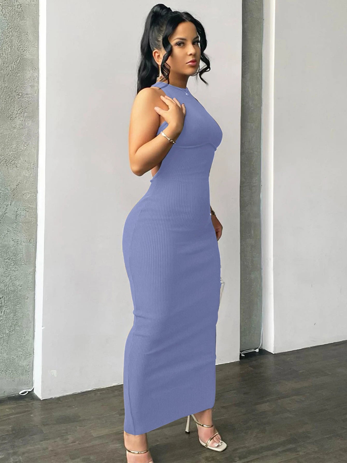 Backless Sleeveless Sexy Slit Mini Dress Elegant Party