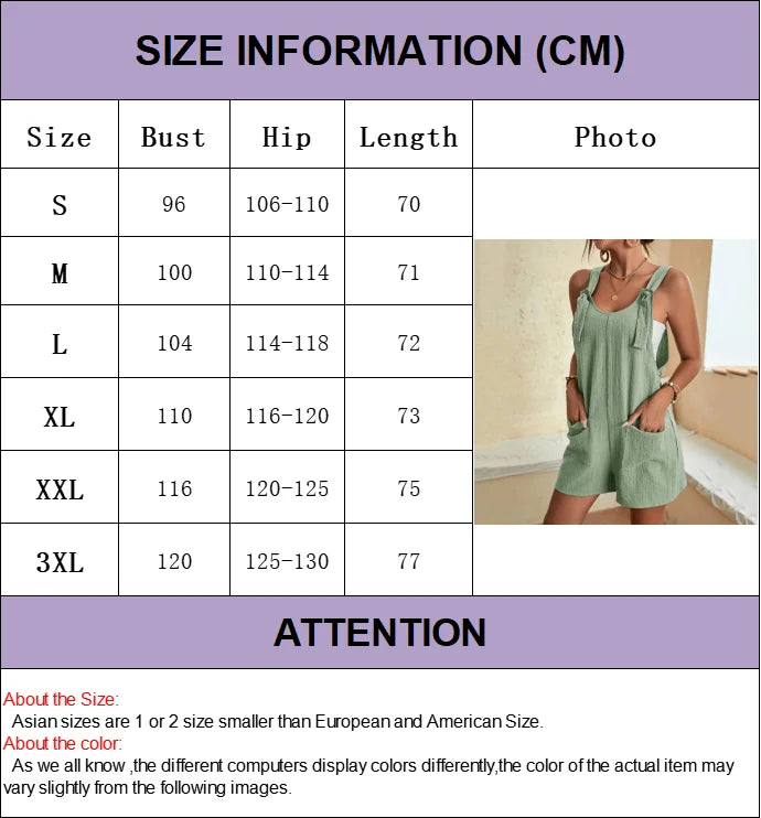 Women's Jumpsuit Strappy Sleeveless Casual Solid With Pockets Short