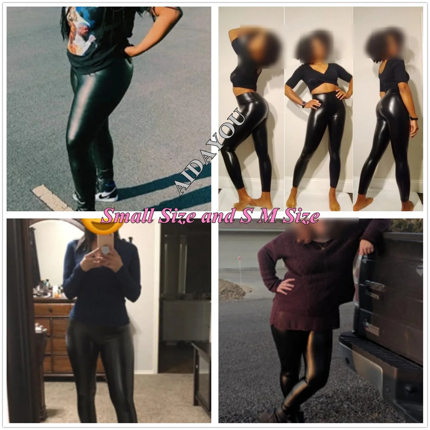 Plus Size High - Waisted Faux Leather Leggings - Stretchy Skinny Fit