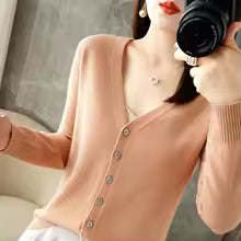 V-Neck Women Loose Sweater Cardigan