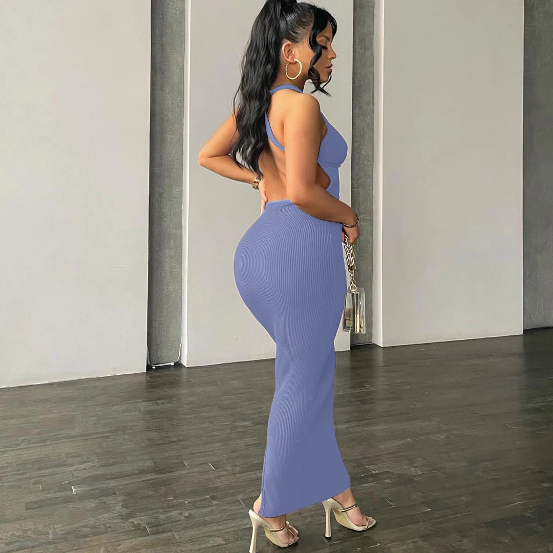 Backless Sleeveless Sexy Slit Mini Dress Elegant Party