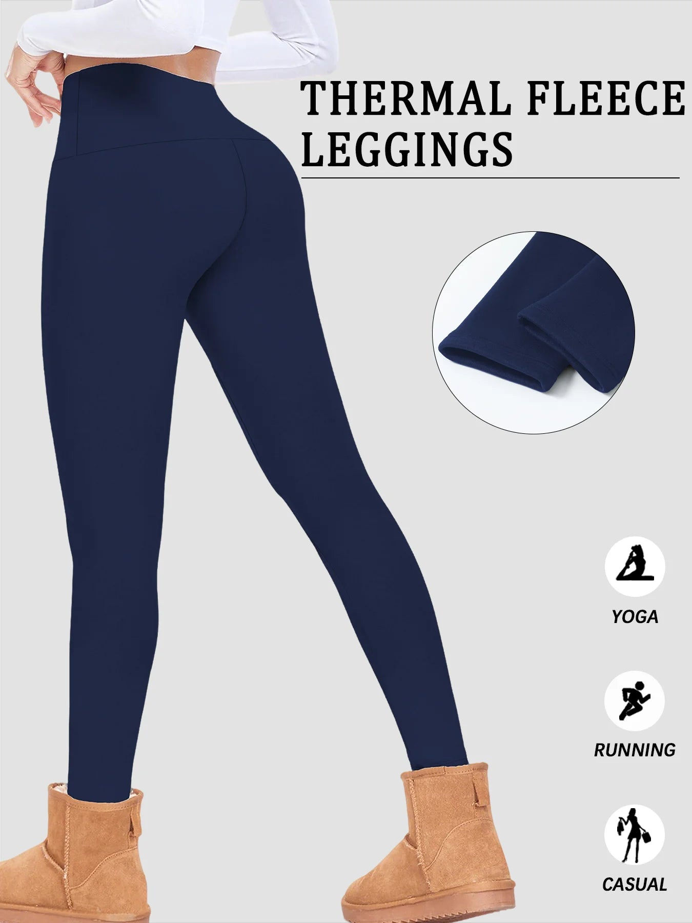 Plus size Women's thick thermal leggings with high waist and fleece lining.design for winter running yoga and workout activities