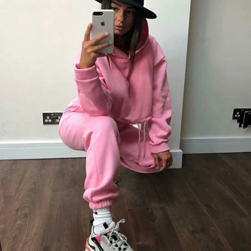 New Women's Hoodies Two Piece Set - Oversized Hoodie Sweatpants