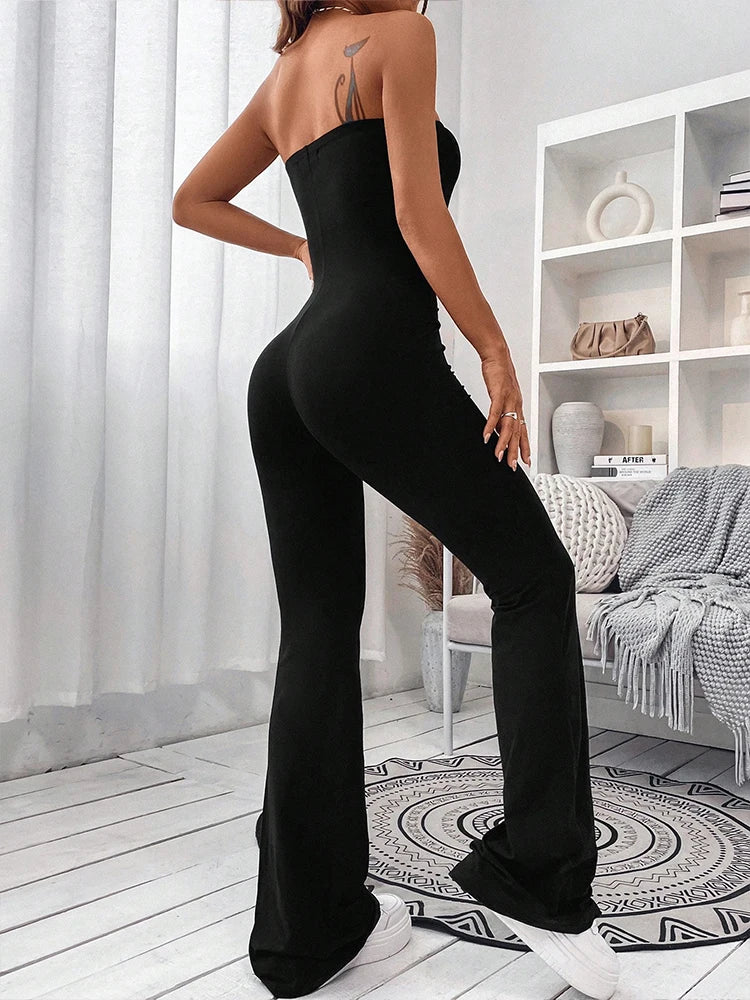 Women's Drawstring Waist Jumpsuit Pants