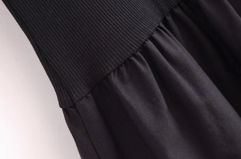 Black Pleated Long Dresses - Knitted Sleeveless Maxi Dress Woman Vintage Casual Dress