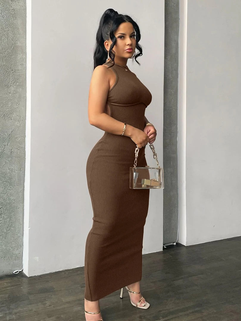 Backless Sleeveless Sexy Slit Mini Dress Elegant Party