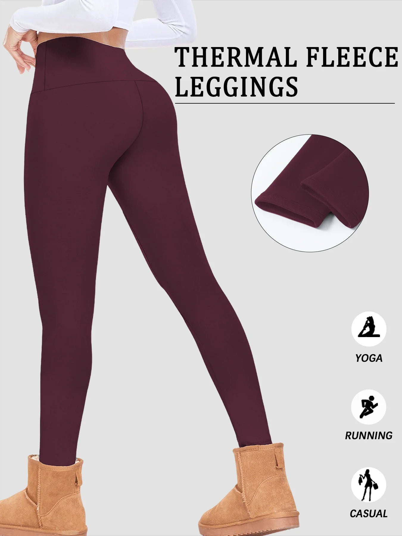 Plus size Women's thick thermal leggings with high waist and fleece lining.design for winter running yoga and workout activities