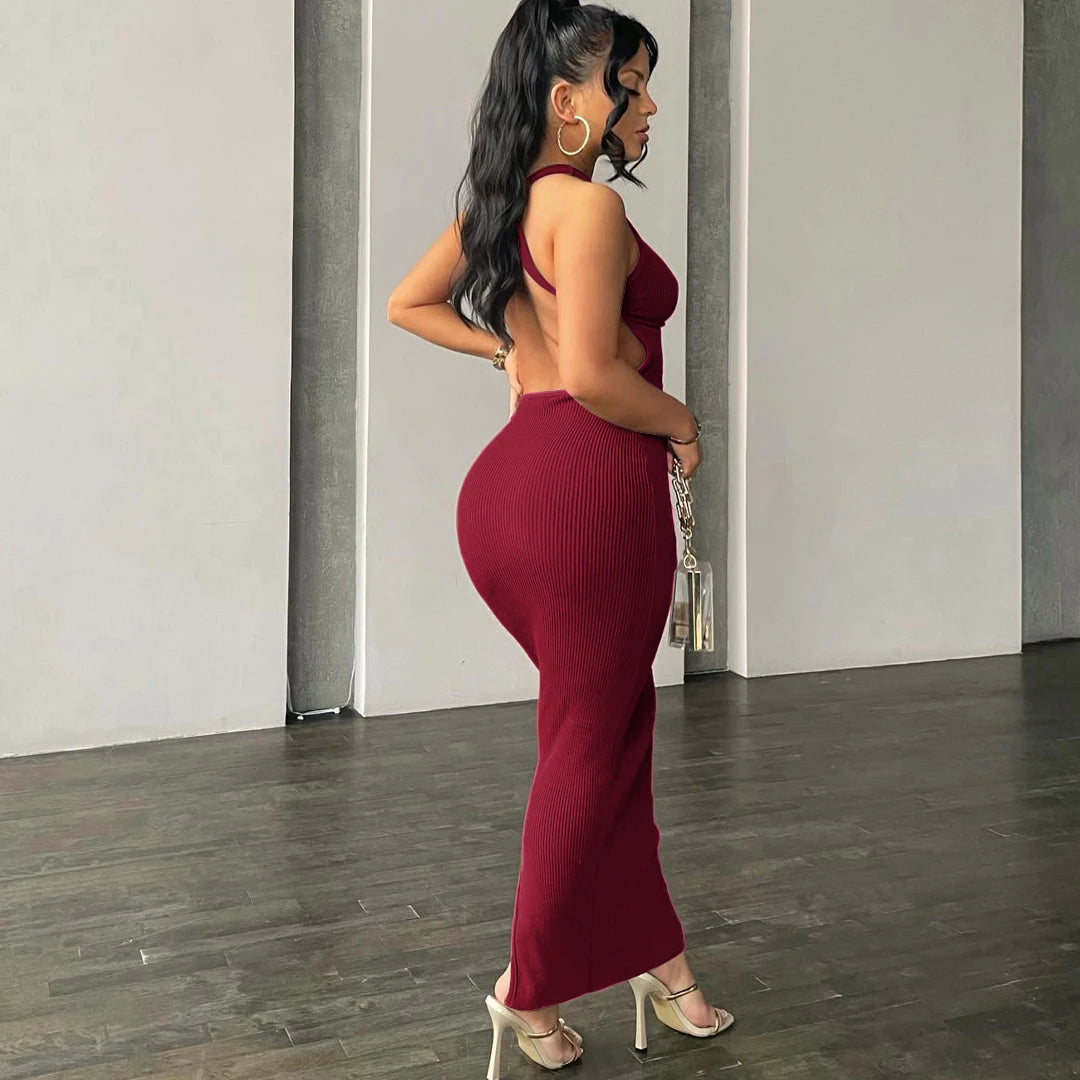 Backless Sleeveless Sexy Slit Mini Dress Elegant Party