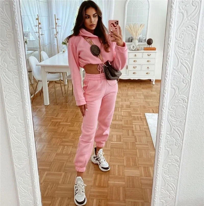 New Women's Hoodies Two Piece Set - Oversized Hoodie Sweatpants