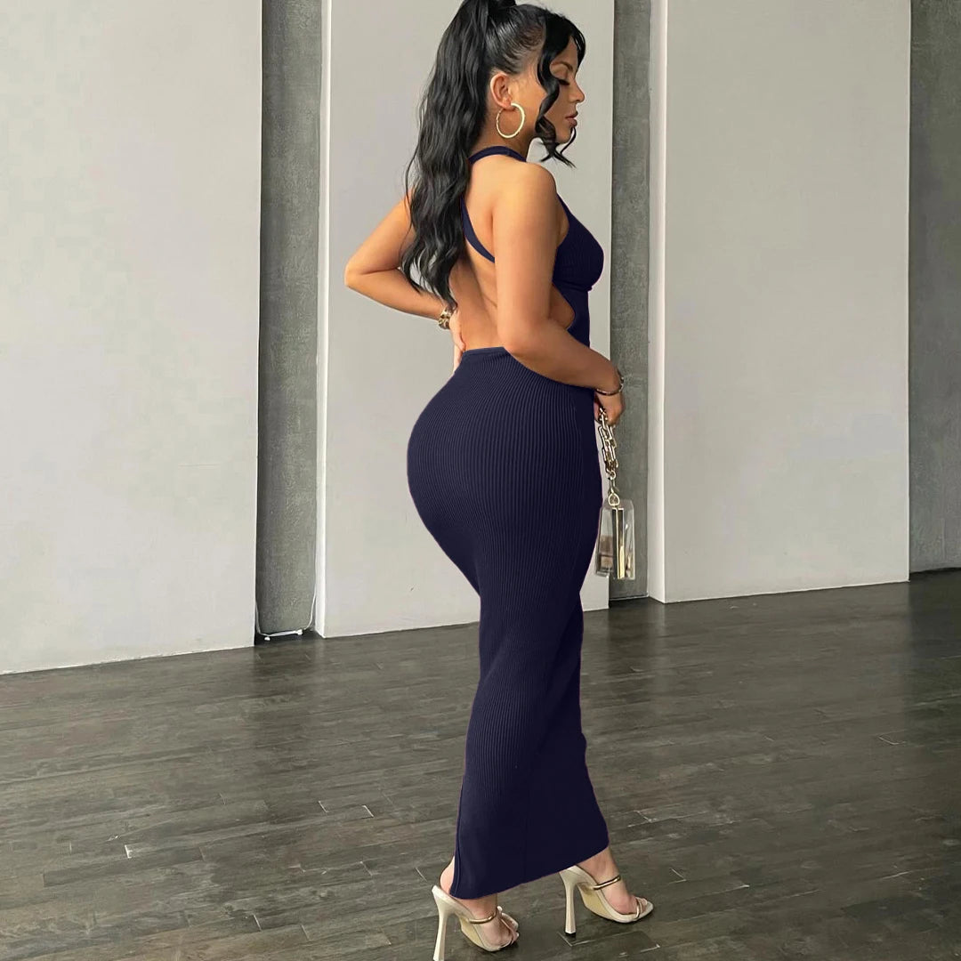 Backless Sleeveless Sexy Slit Mini Dress Elegant Party