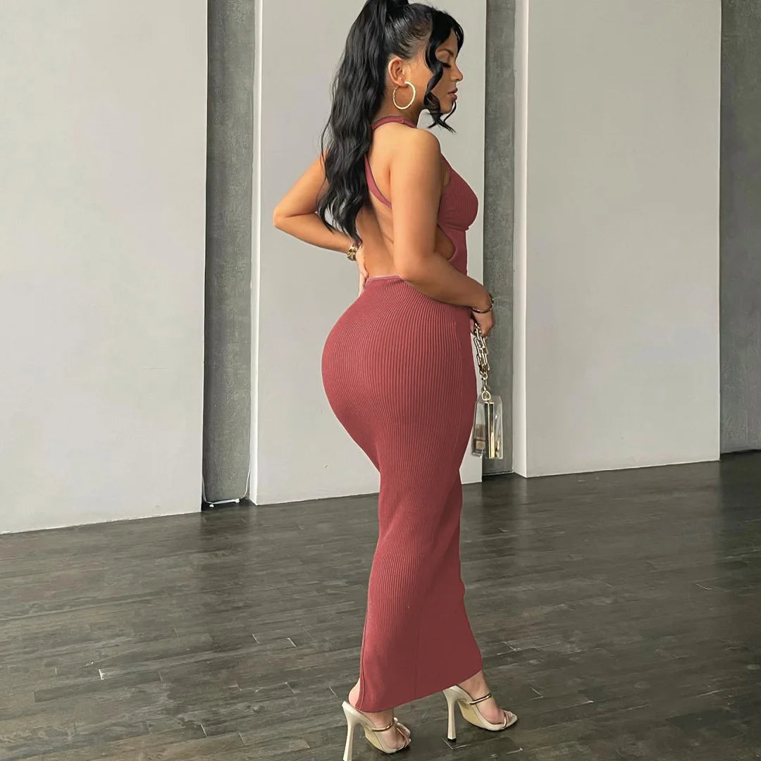 Backless Sleeveless Sexy Slit Mini Dress Elegant Party