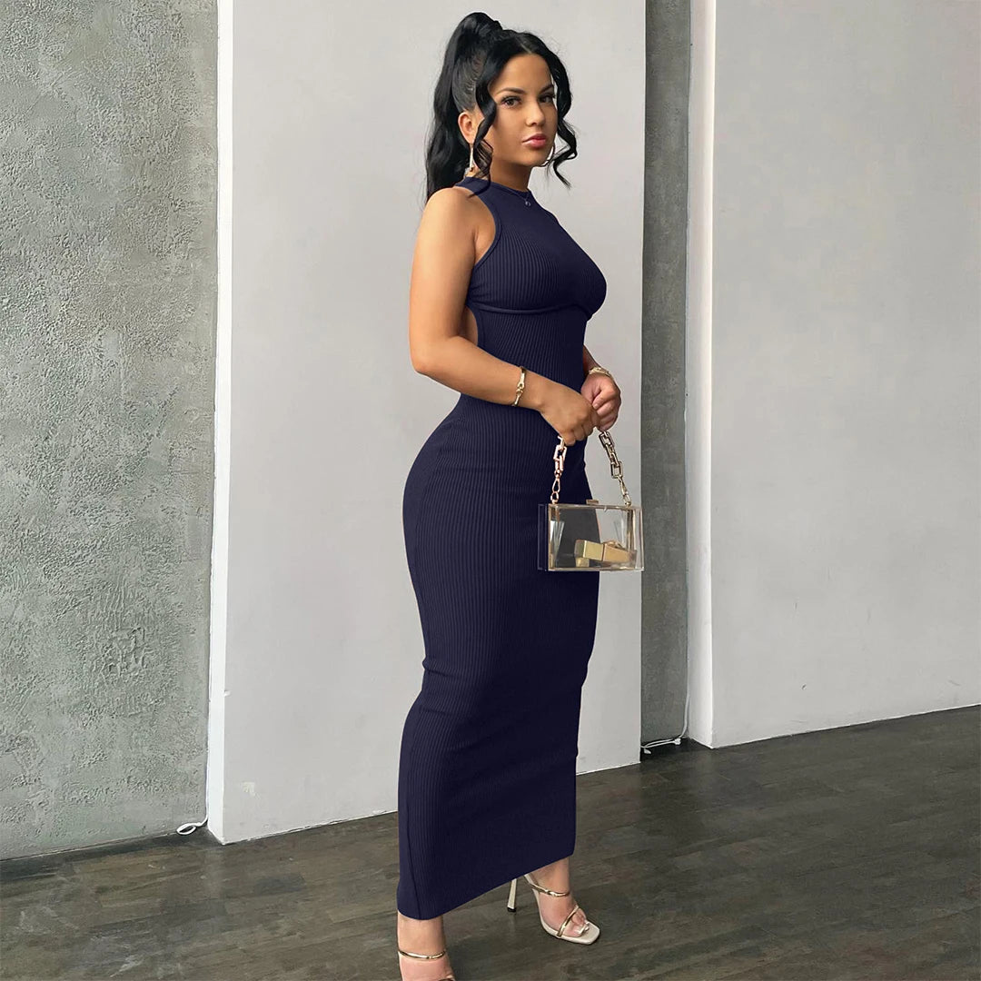 Backless Sleeveless Sexy Slit Mini Dress Elegant Party
