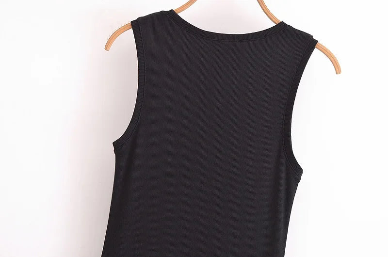 Black Pleated Long Dresses - Knitted Sleeveless Maxi Dress Woman Vintage Casual Dress