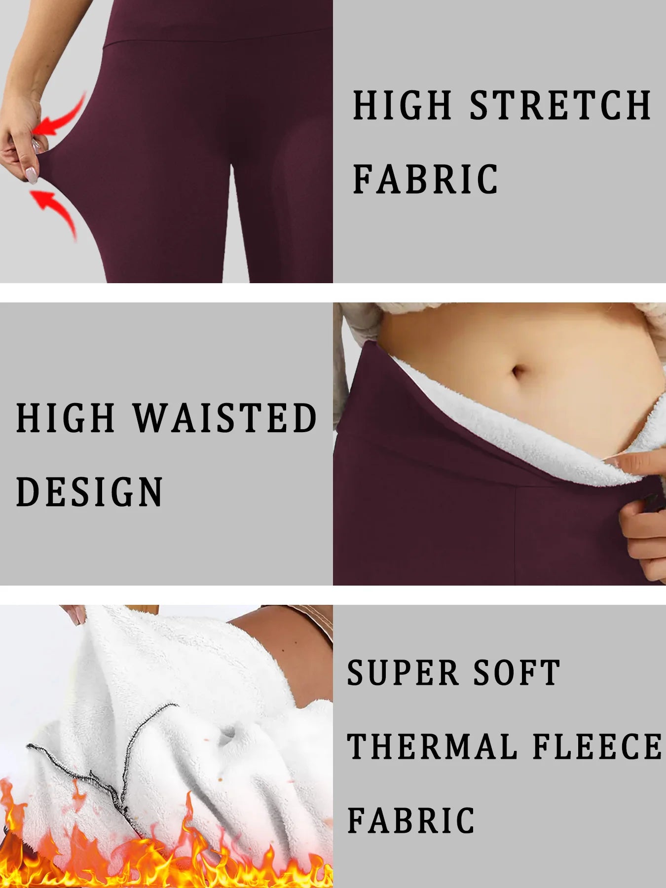 Plus size Women's thick thermal leggings with high waist and fleece lining.design for winter running yoga and workout activities