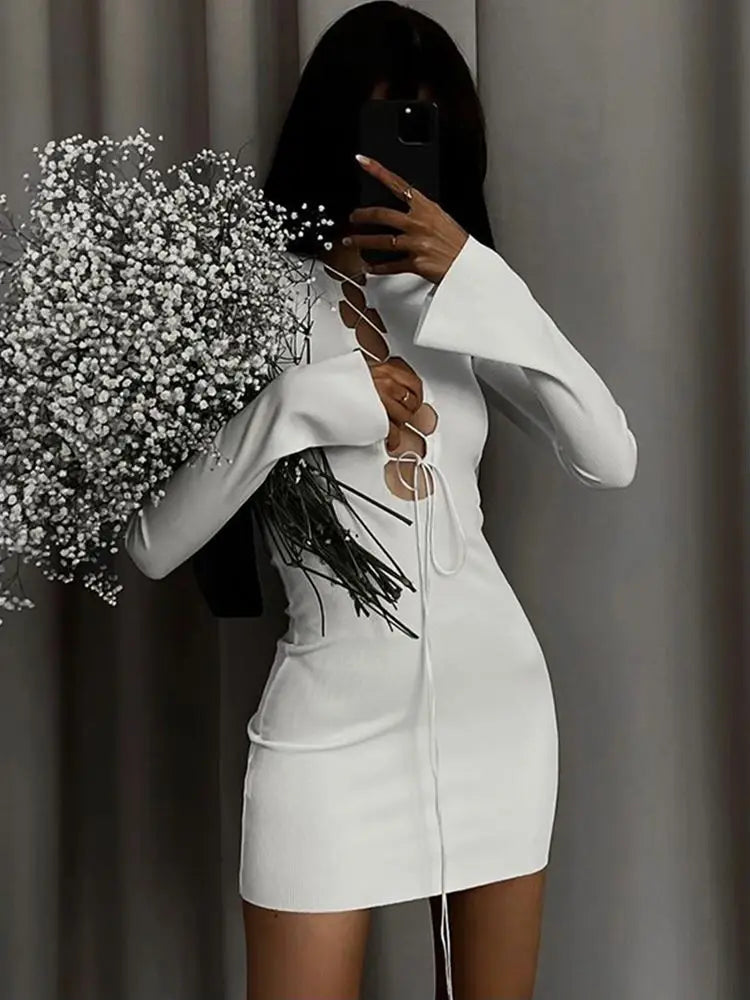 Black Mini Dress Long Sleeve Bodycon Vestido