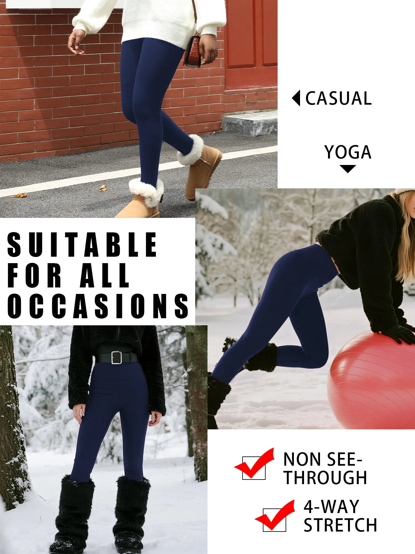 Plus size Women's thick thermal leggings with high waist and fleece lining.design for winter running yoga and workout activities