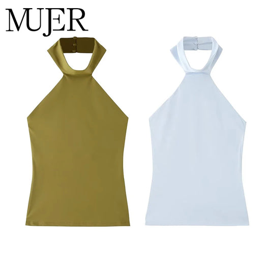 Halter Crop Top Woman Sexy Backless Short Tops - Camisole Corset Top