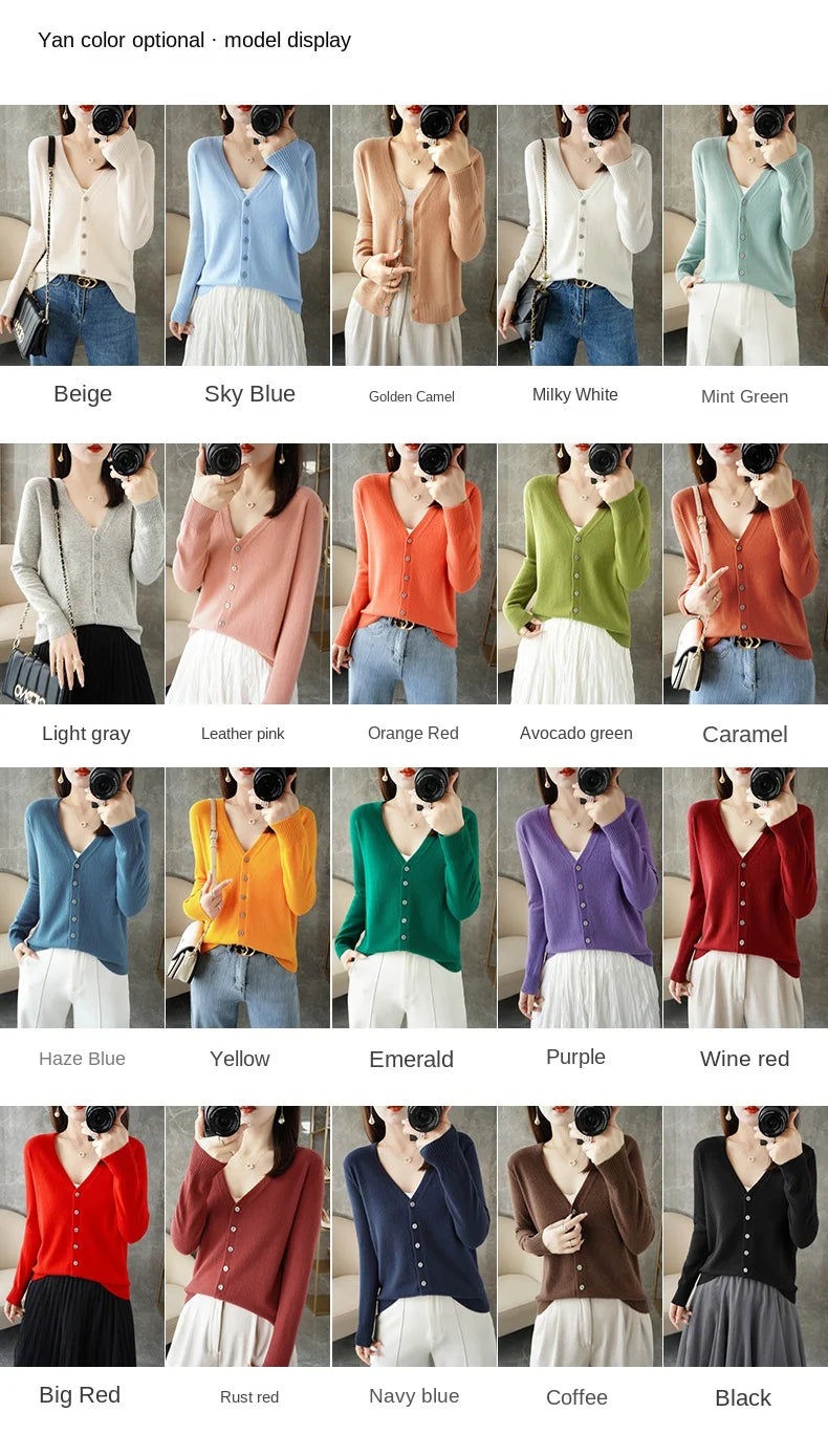 V-Neck Women Loose Sweater Cardigan