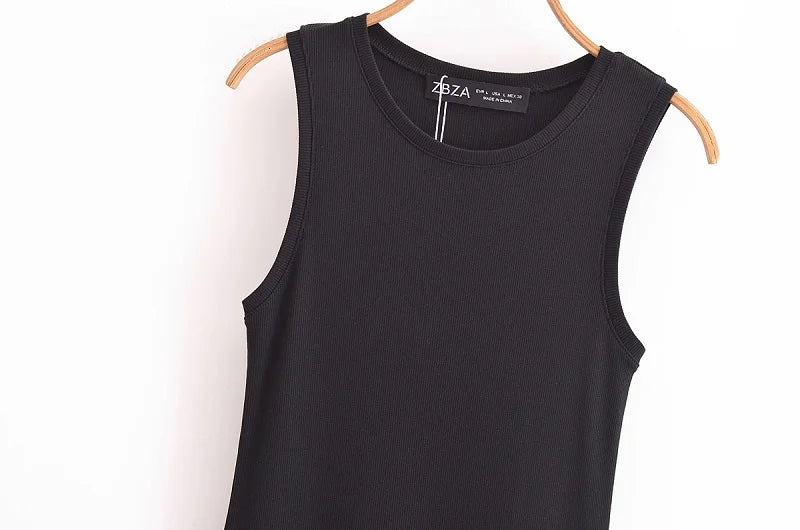 Black Pleated Long Dresses - Knitted Sleeveless Maxi Dress Woman Vintage Casual Dress