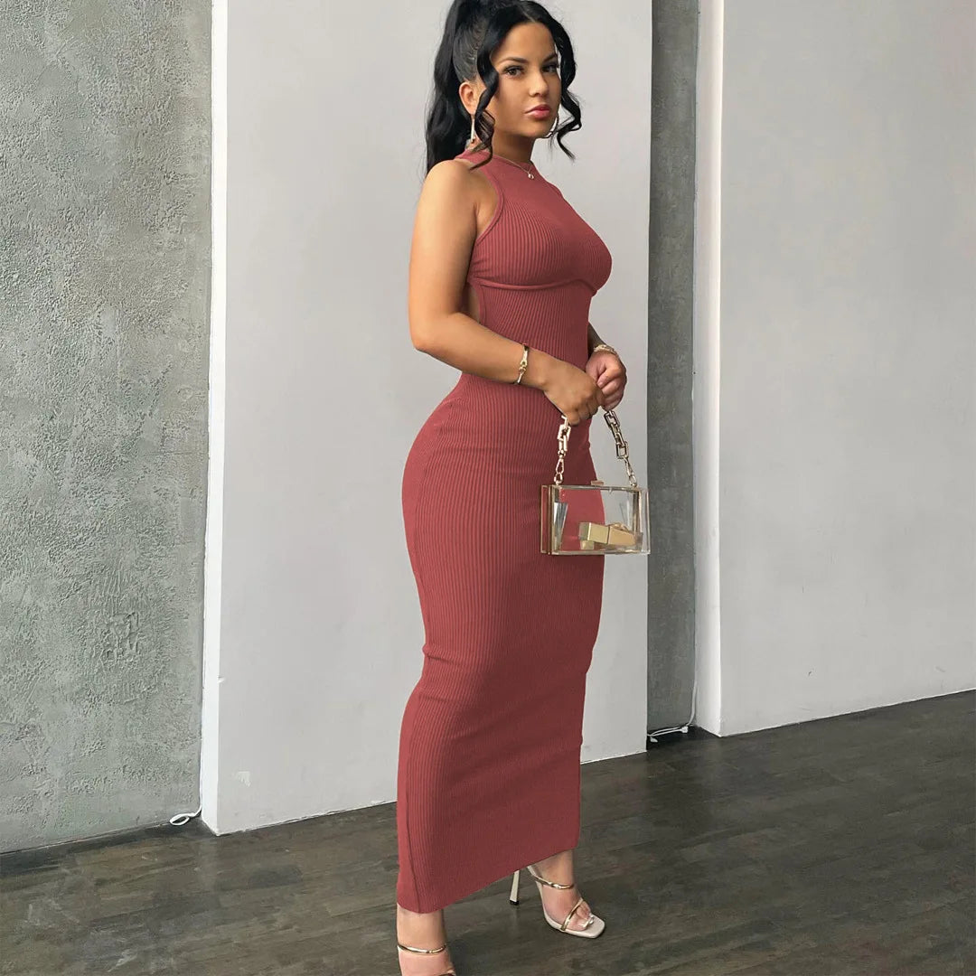 Backless Sleeveless Sexy Slit Mini Dress Elegant Party
