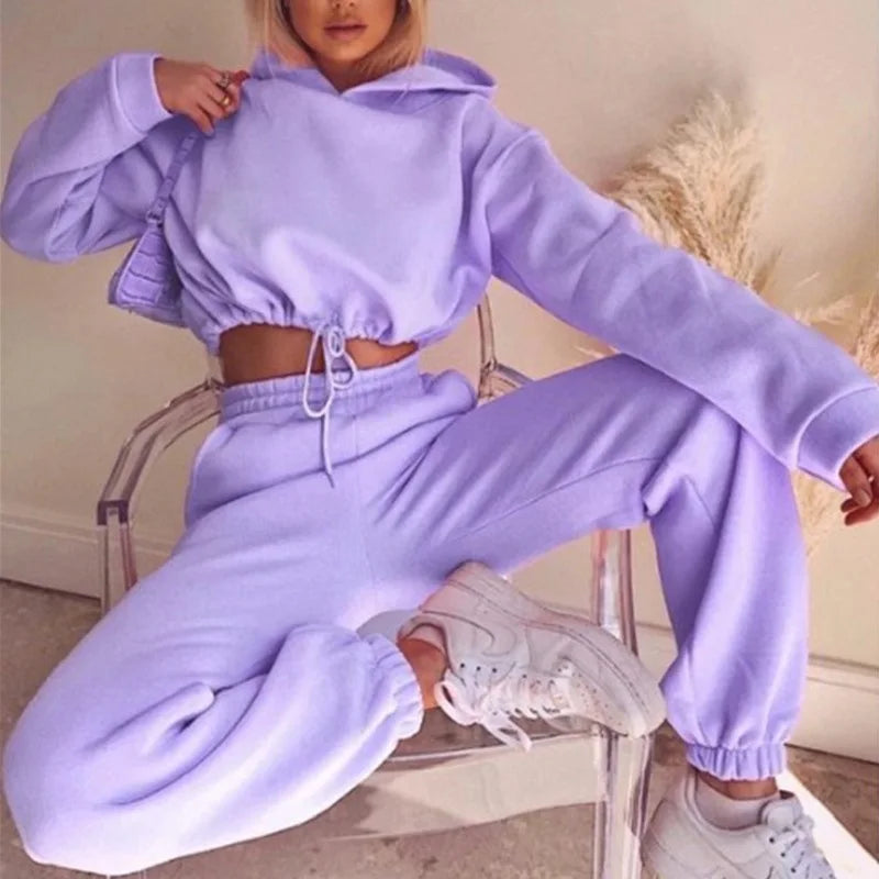 New Women's Hoodies Two Piece Set - Oversized Hoodie Sweatpants