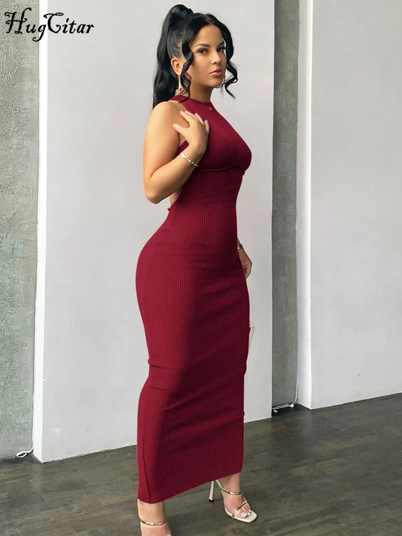 Backless Sleeveless Sexy Slit Mini Dress Elegant Party