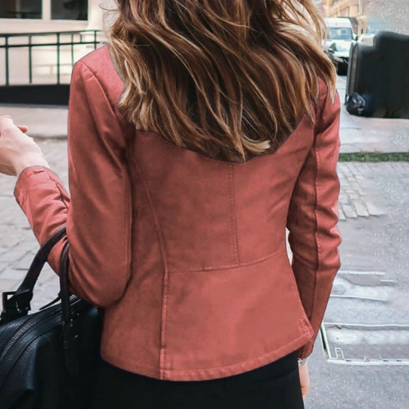 Faux Leather Jacket Classic Zipper Coat