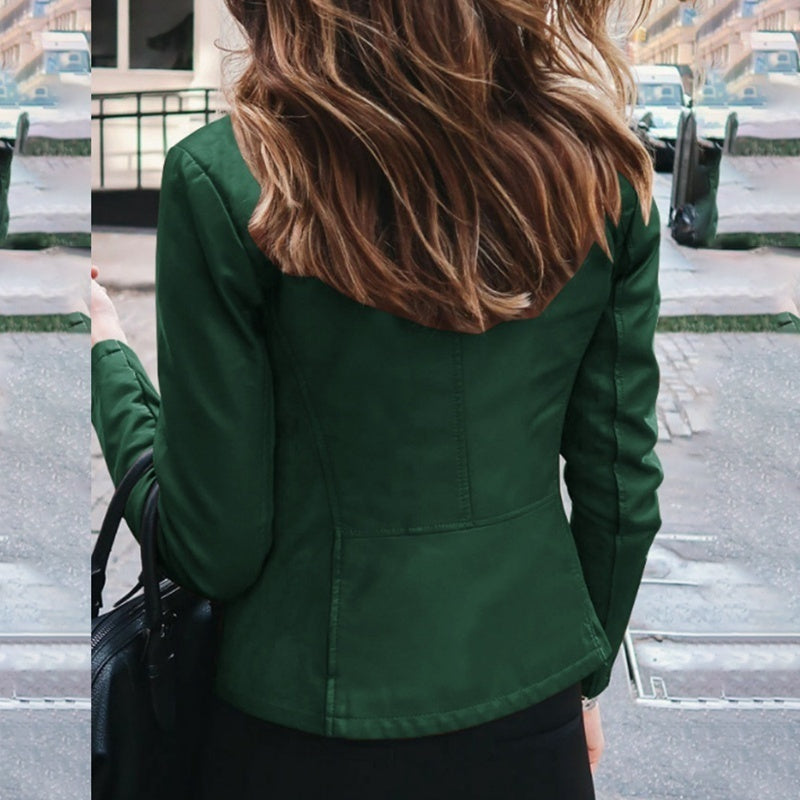Faux Leather Jacket Classic Zipper Coat