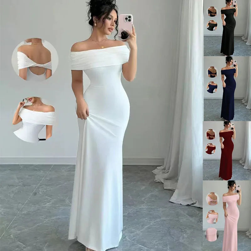 Off Shoulder Party Dress, Sleeveless Sexy Bodycon Midi Dress, / Elegant Bandage / Cocktail Dress