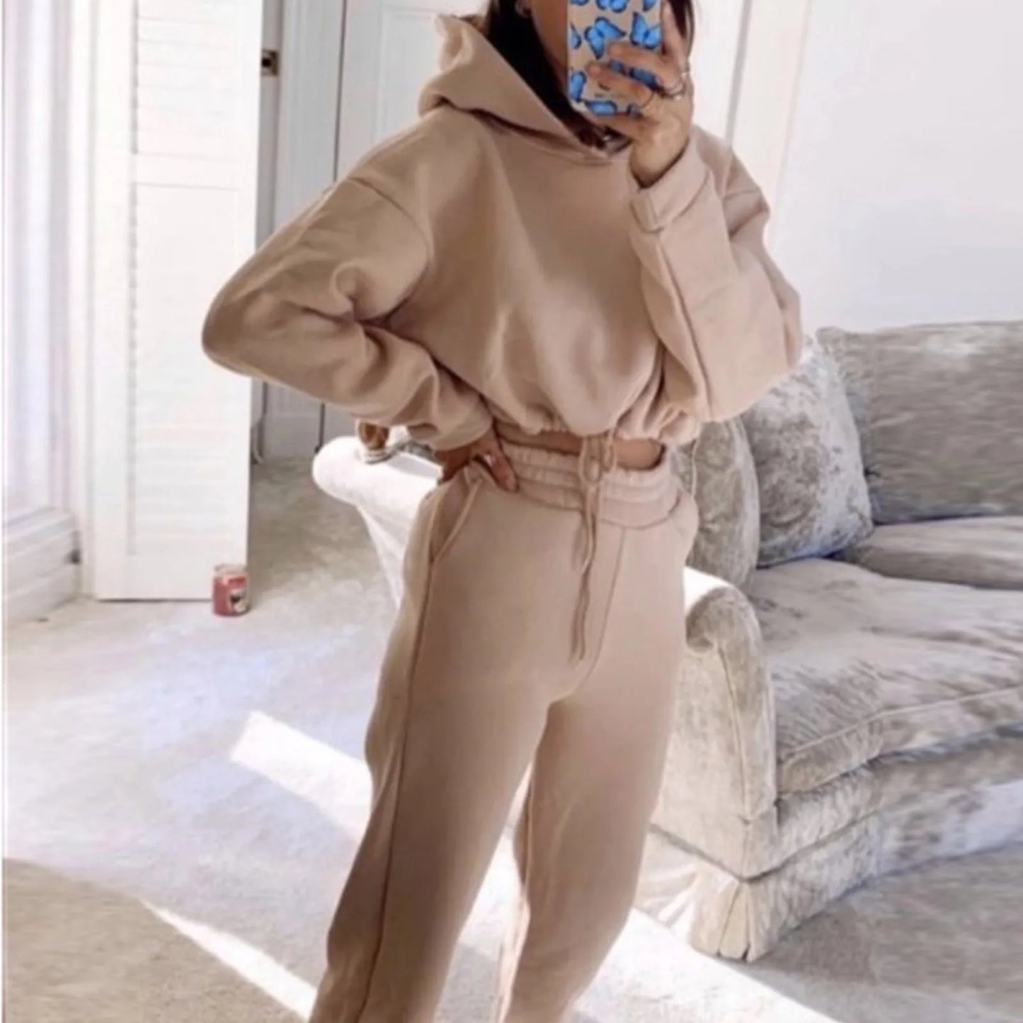 New Women's Hoodies Two Piece Set - Oversized Hoodie Sweatpants