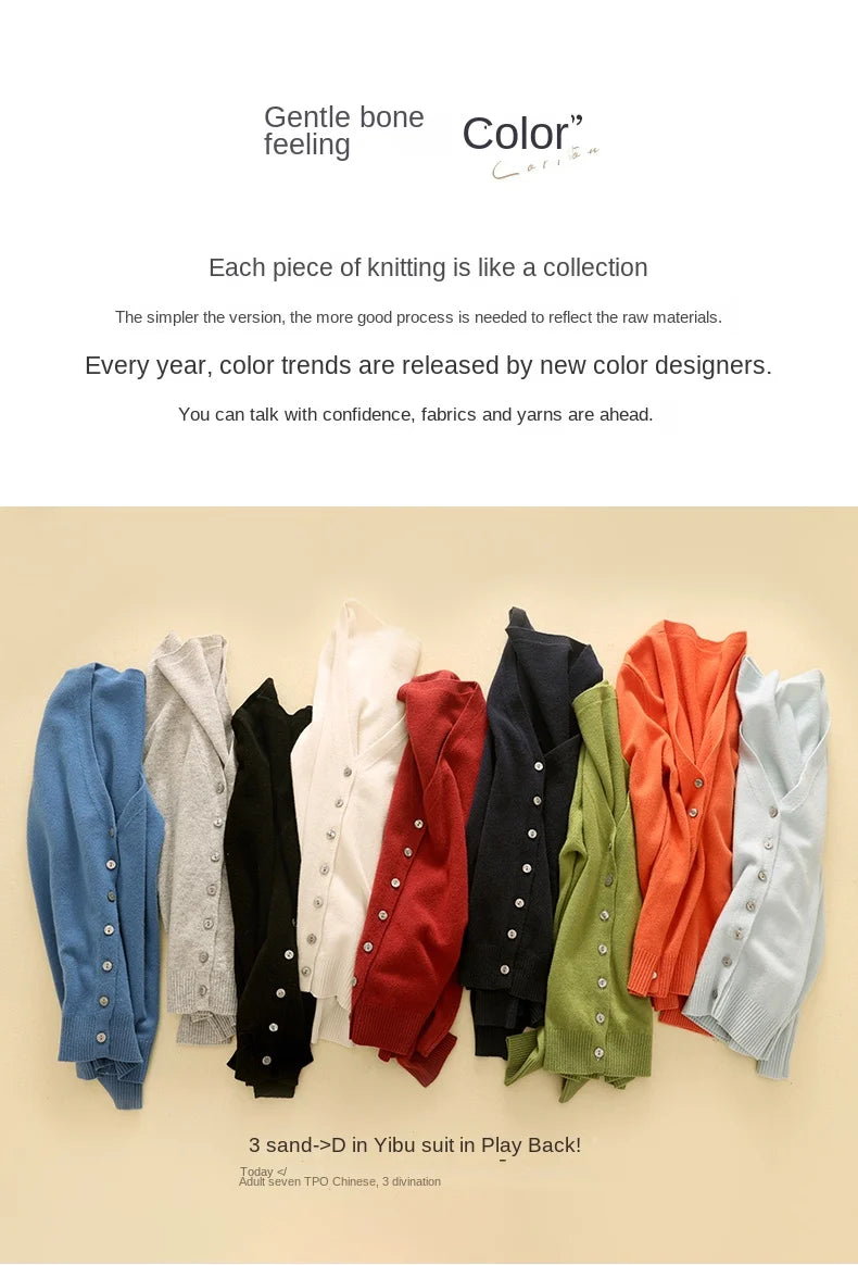 V-Neck Women Loose Sweater Cardigan