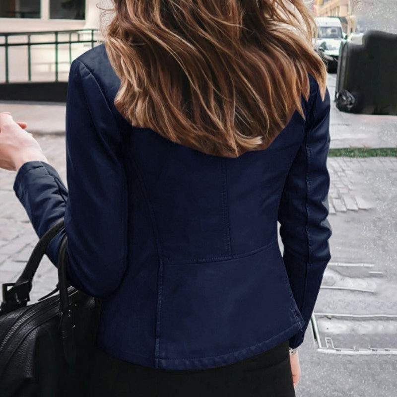 Faux Leather Jacket Classic Zipper Coat