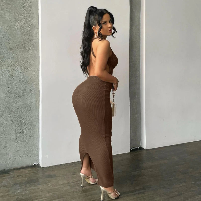 Backless Sleeveless Sexy Slit Mini Dress Elegant Party