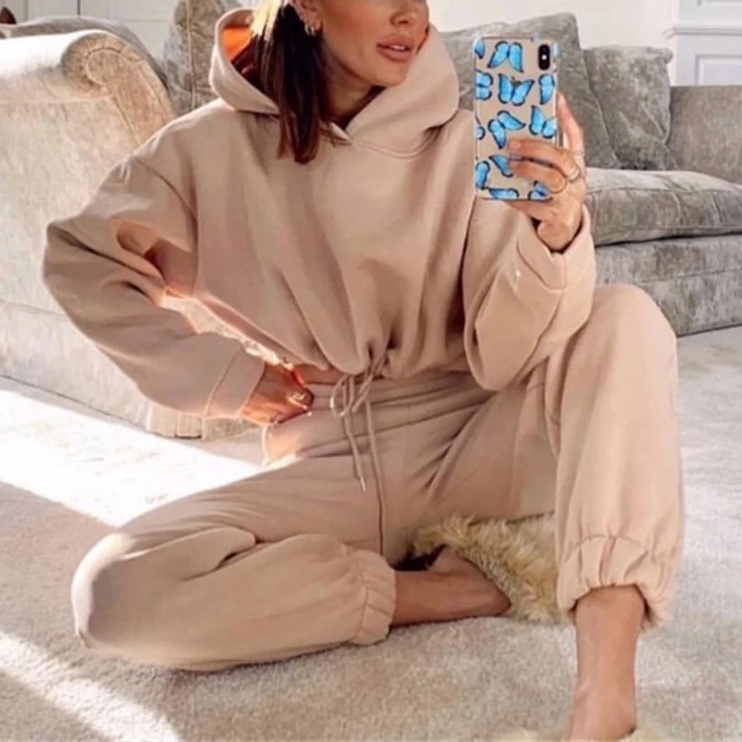 New Women's Hoodies Two Piece Set - Oversized Hoodie Sweatpants