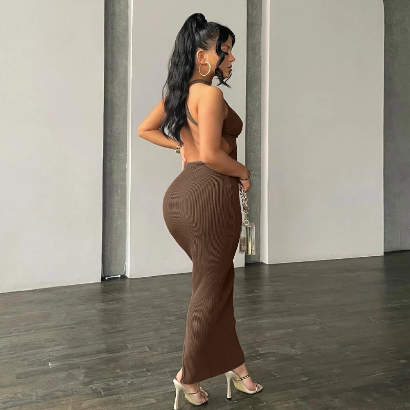 Backless Sleeveless Sexy Slit Mini Dress Elegant Party