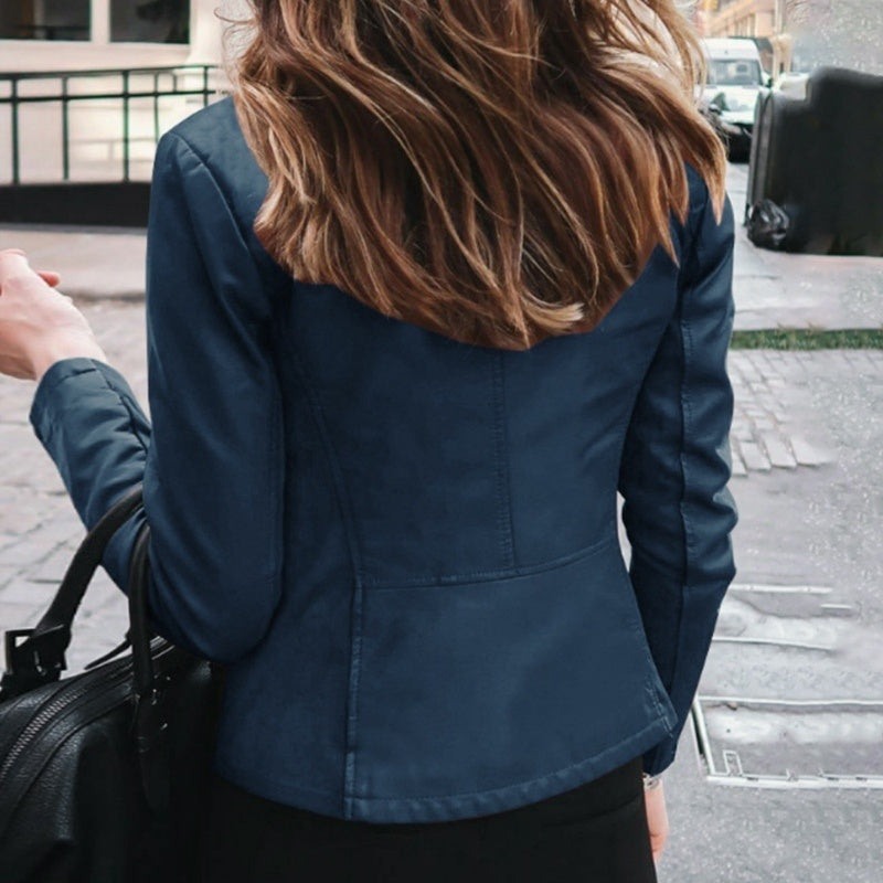 Faux Leather Jacket Classic Zipper Coat