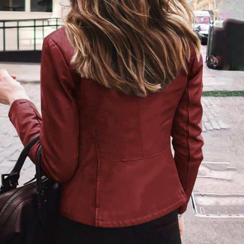 Faux Leather Jacket Classic Zipper Coat