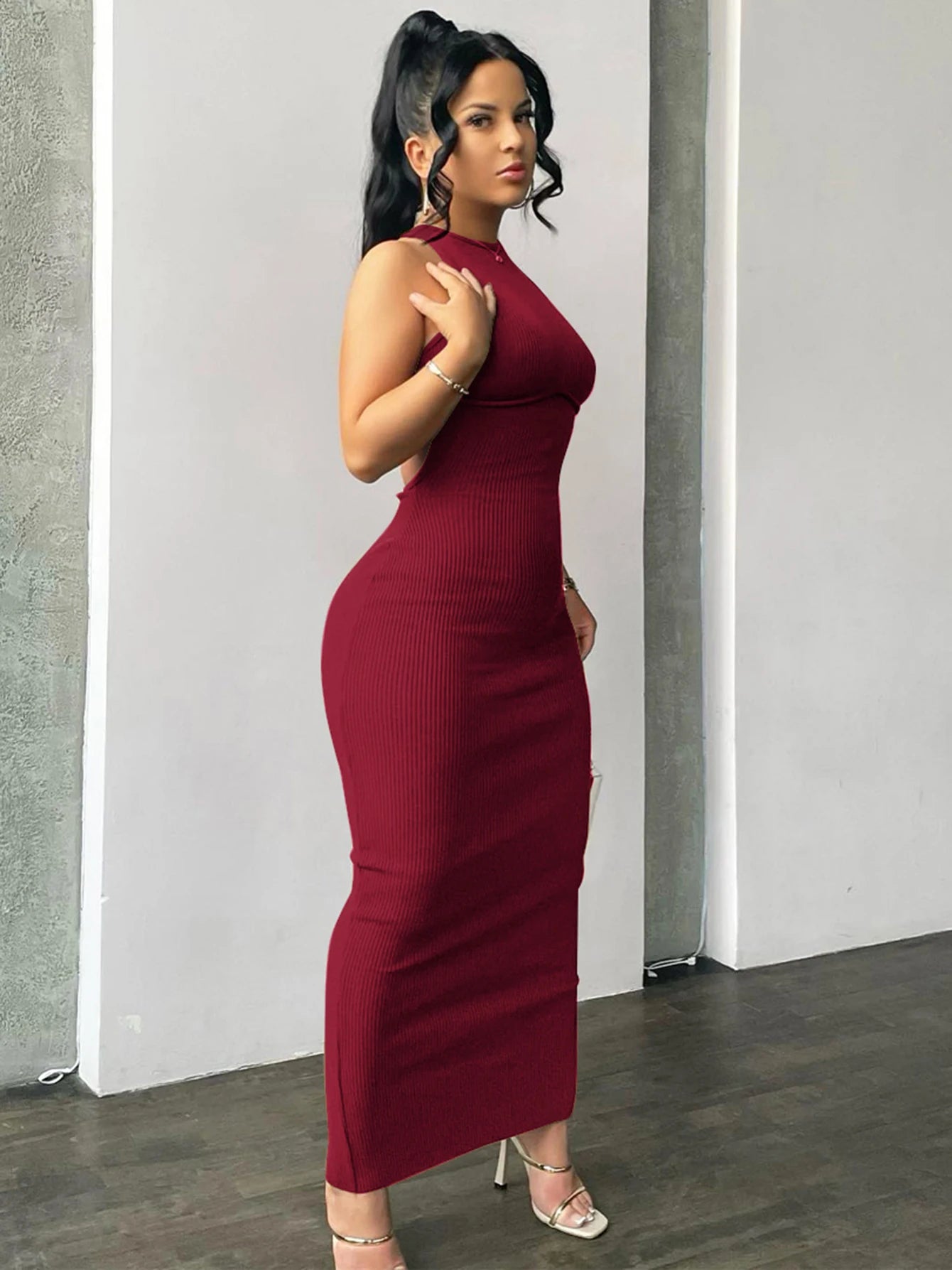 Backless Sleeveless Sexy Slit Mini Dress Elegant Party