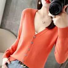 V-Neck Women Loose Sweater Cardigan