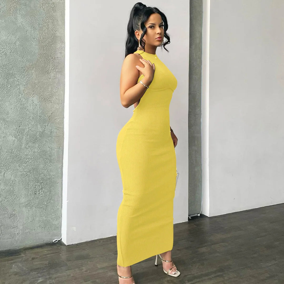 Backless Sleeveless Sexy Slit Mini Dress Elegant Party