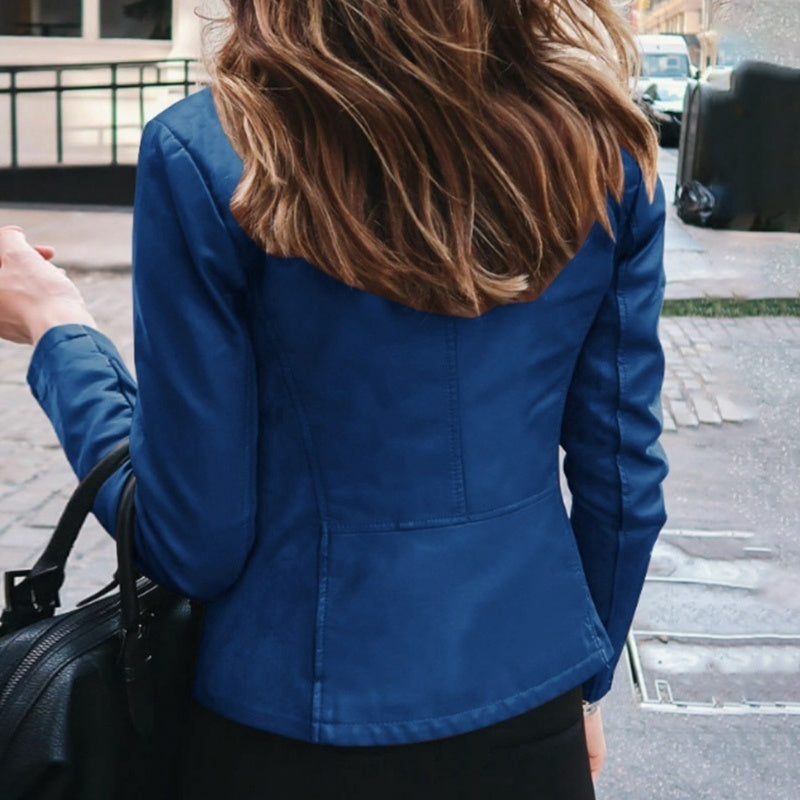 Faux Leather Jacket Classic Zipper Coat