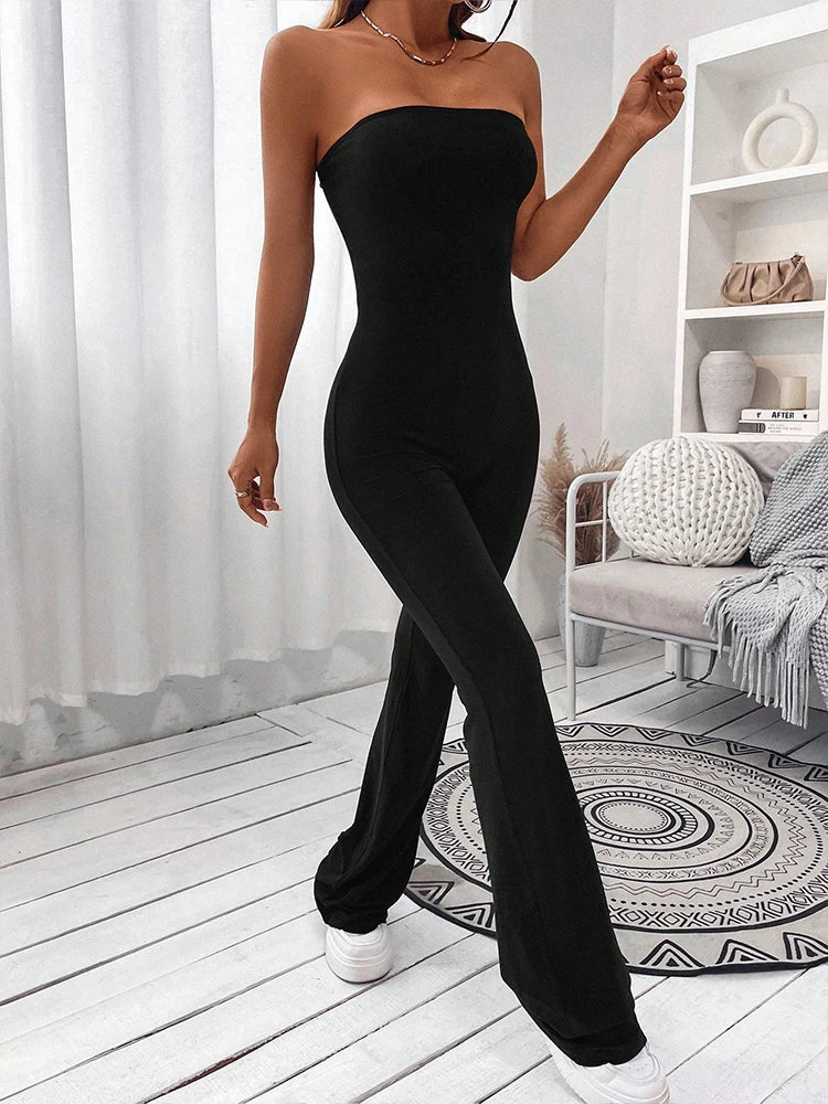 Women's Drawstring Waist Jumpsuit Pants