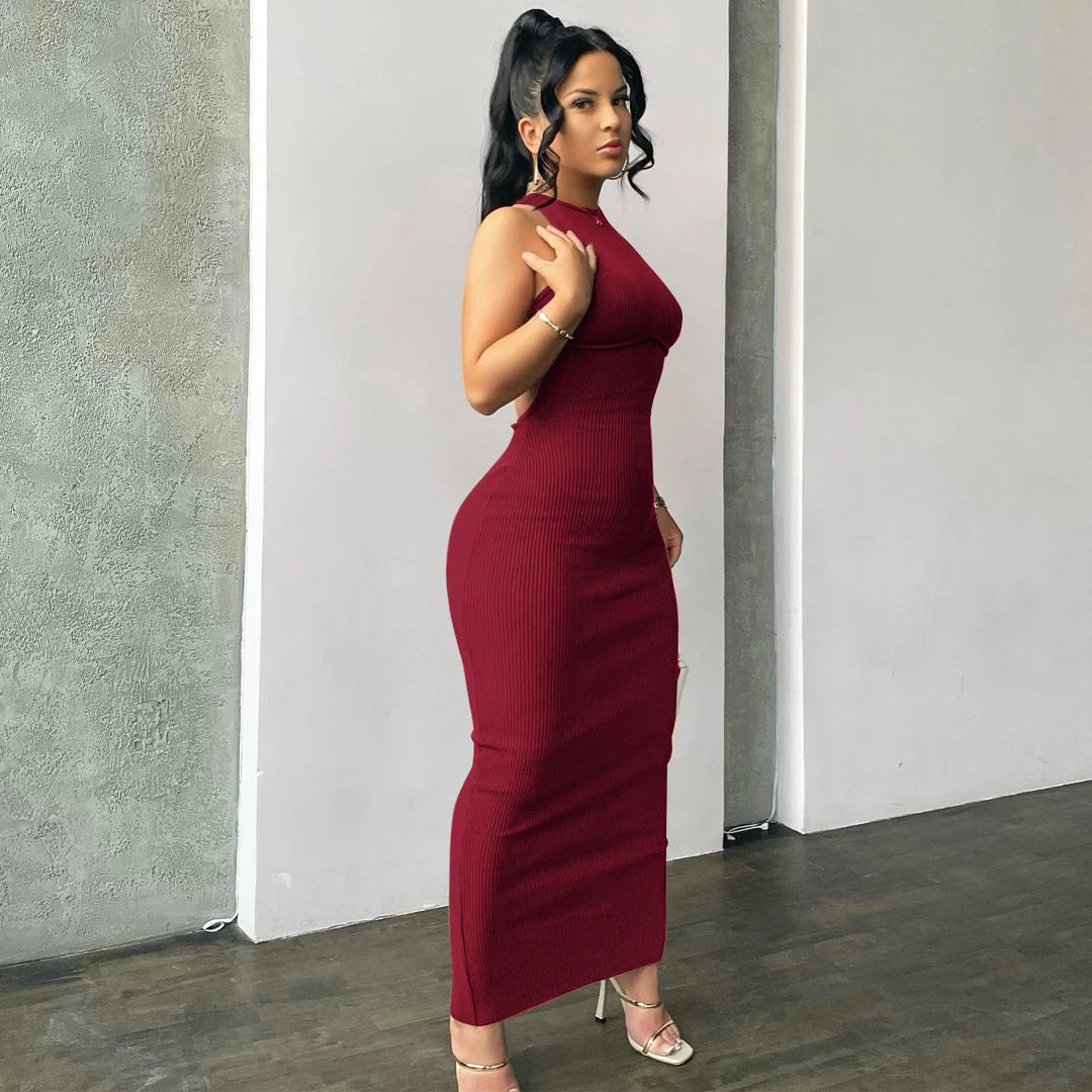 Backless Sleeveless Sexy Slit Mini Dress Elegant Party