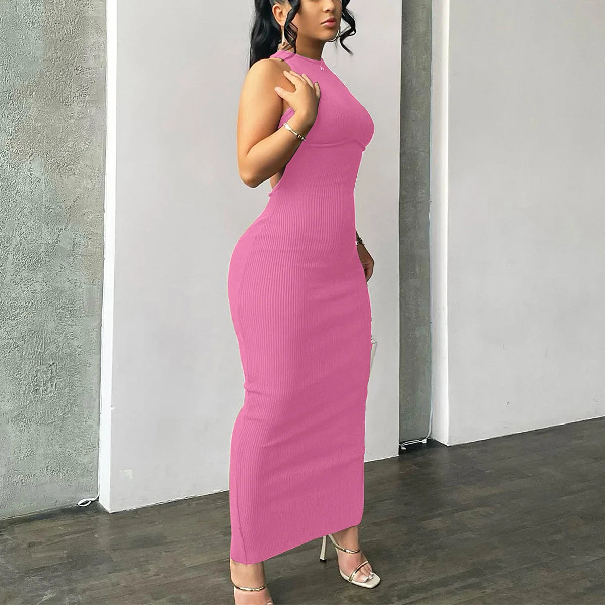 Backless Sleeveless Sexy Slit Mini Dress Elegant Party