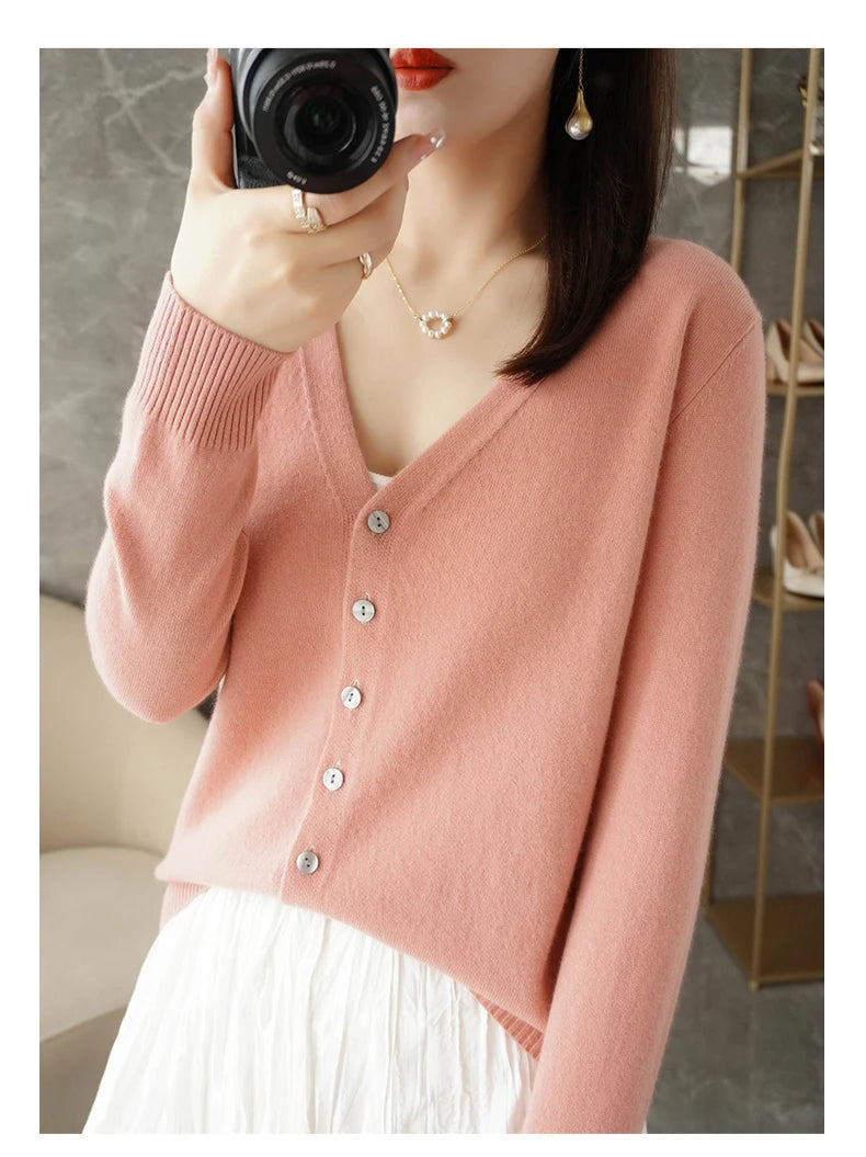 V-Neck Women Loose Sweater Cardigan