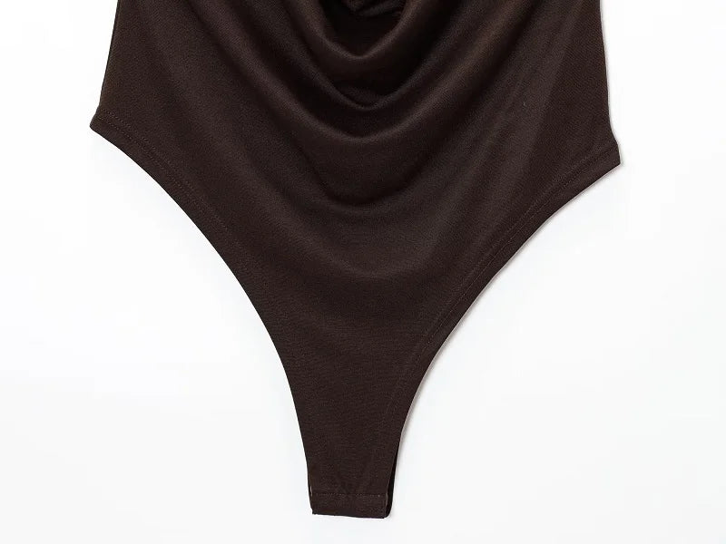 Sexy Bodysuit With Ring Halter Neck - Ruched Backless Bodysuits One Pieces