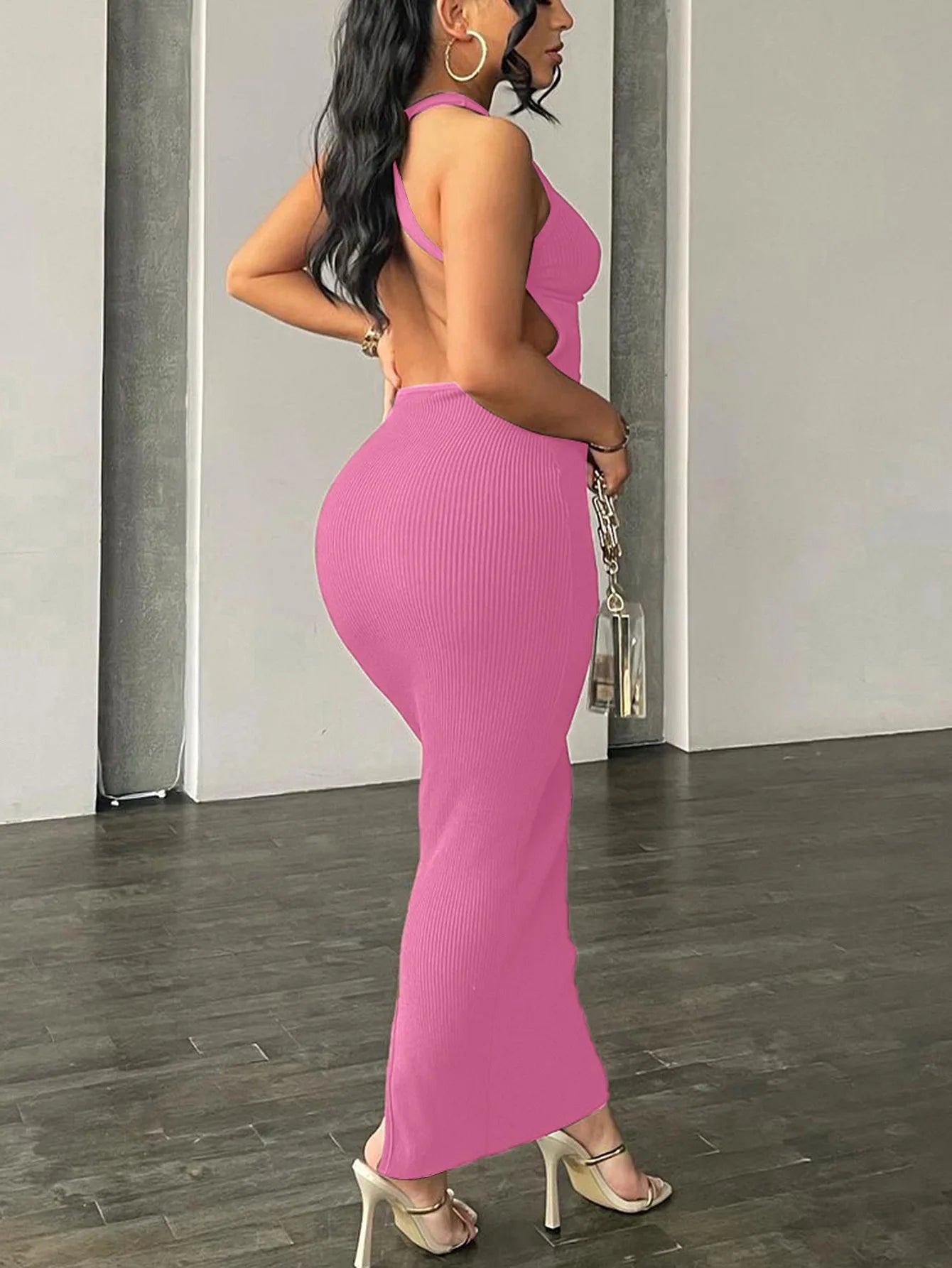 Backless Sleeveless Sexy Slit Mini Dress Elegant Party