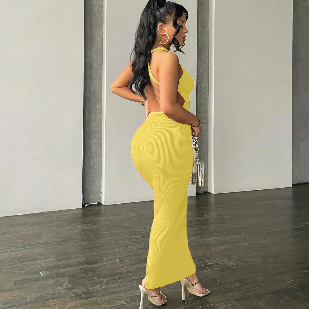 Backless Sleeveless Sexy Slit Mini Dress Elegant Party