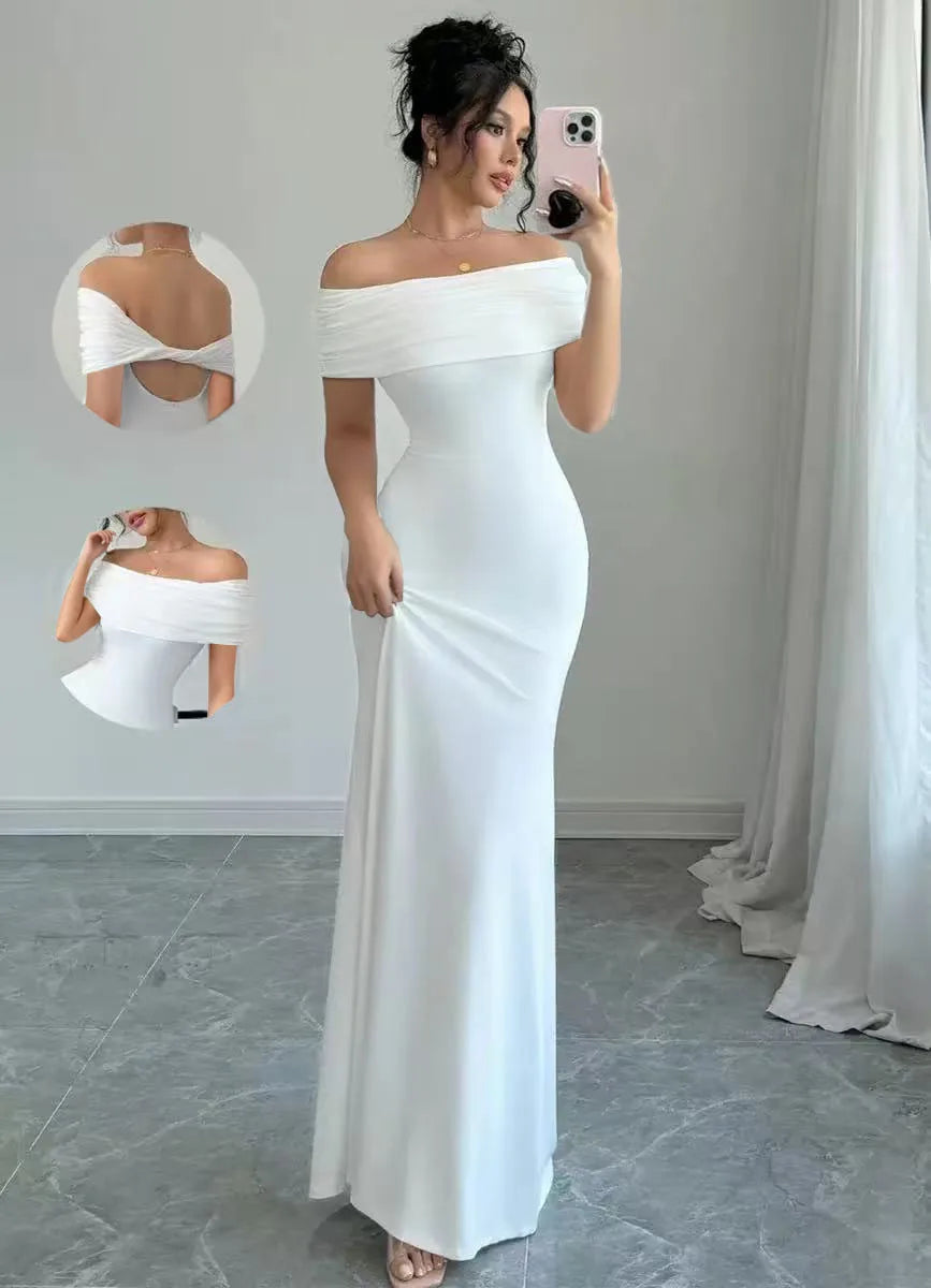 Off Shoulder Party Dress, Sleeveless Sexy Bodycon Midi Dress, / Elegant Bandage / Cocktail Dress