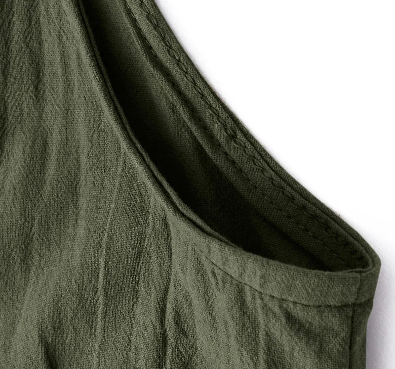 Women Straps Jumpsuit Solid Color Wide Leg Pants Overalls Casual Loose Sleeveless Cotton Linen Jumpsuits 5Xl